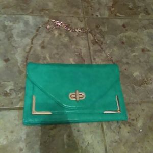 Turquoise clutch or shoulder bag
